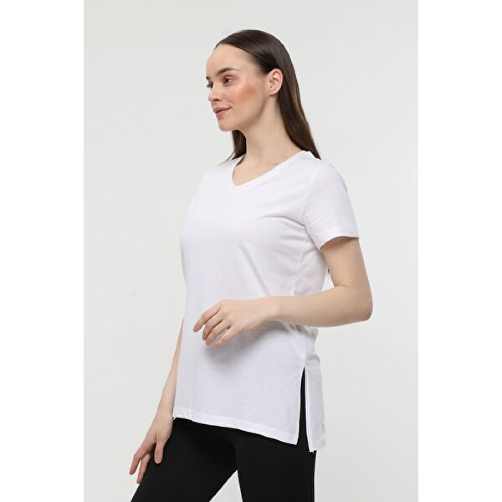 Defy's Kadın V Yaka Arkası Uzun Tişört Beyaz - Xs Bayan T-shirt Fiyatı
