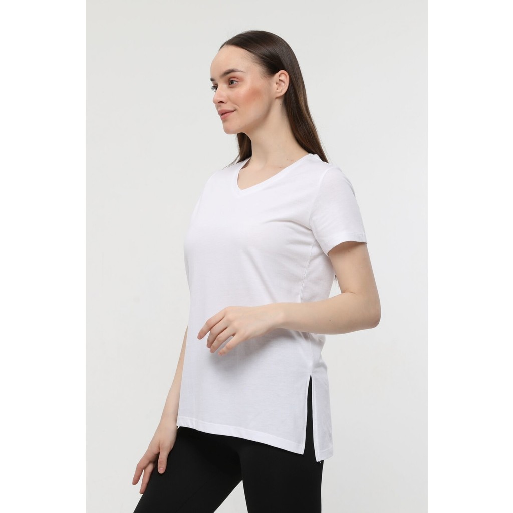 Defy's Kadın V Yaka Kısa Kollu Arkası Uzun Regular Fit Basic Tişört Beyaz Bayan T-shirt Fiyatı