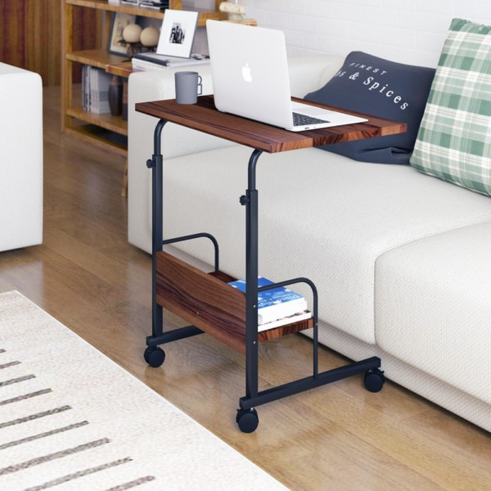 Dehalimited 60X40 Raflı Yükseklik Ayarlı Frenli Tekerlekli Laptop Sehpası Çalışma Masası - Y: 85 cm D: 40 cm G: 60 cm - Ceviz Çalışma Masası Fiyatı