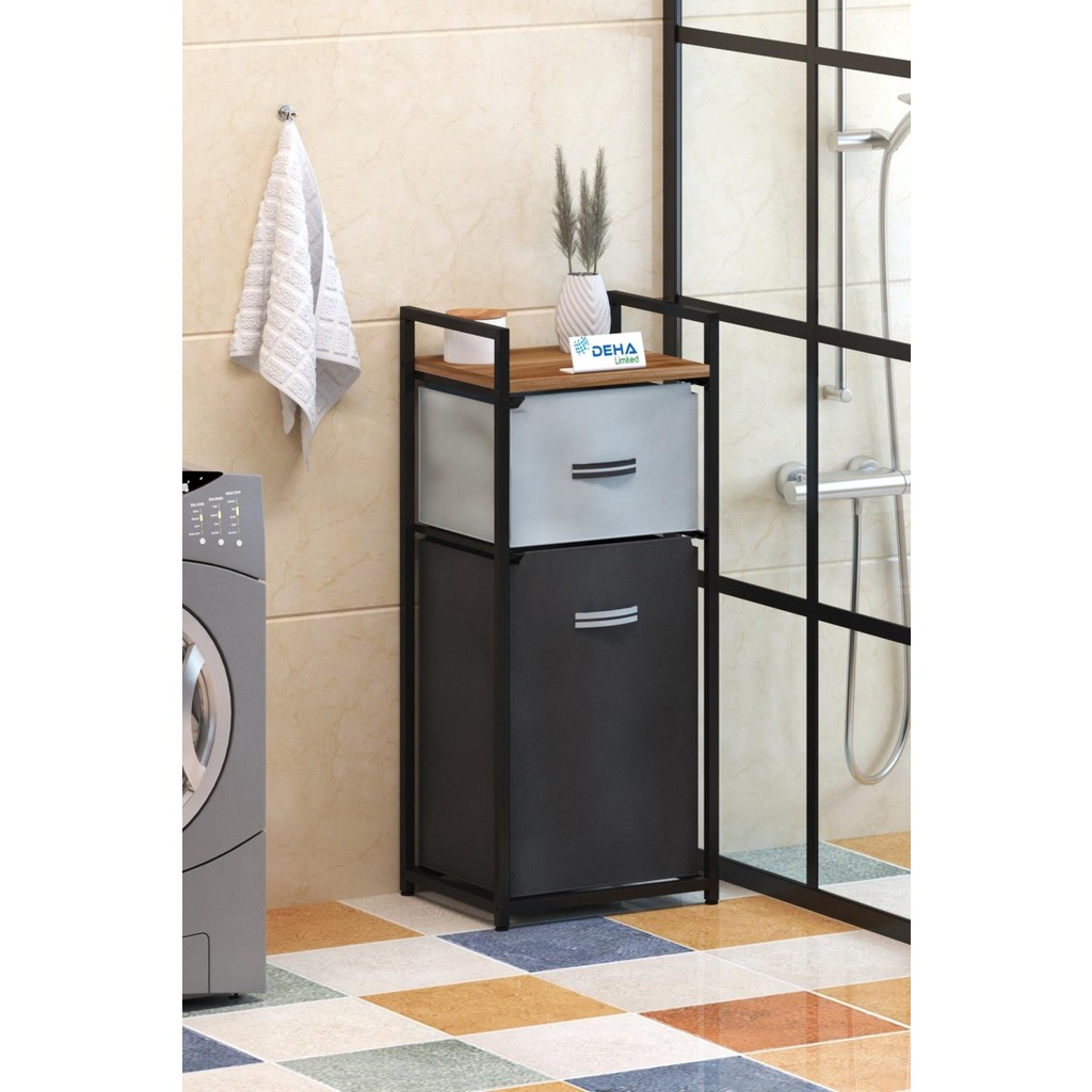 Dehalimited DH11 Raflı Çamaşır Sepeti Banyo Dolabı Kirli Sepetli Banyo Düzenleyici Çamaşırlık - Kahverengi Banyo Dolabı / Mobilyası Fiyatı