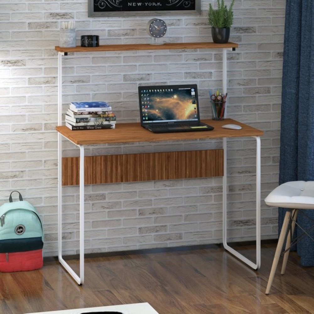 Dehalimited G Masa 100X50 Metal Iskeletli Parlak Bambu Yüzey Ders Çalışma ve Bilgisayar Masası - 50 x 73 x 100 cm - Beyaz Çalışma Masası Fiyatı