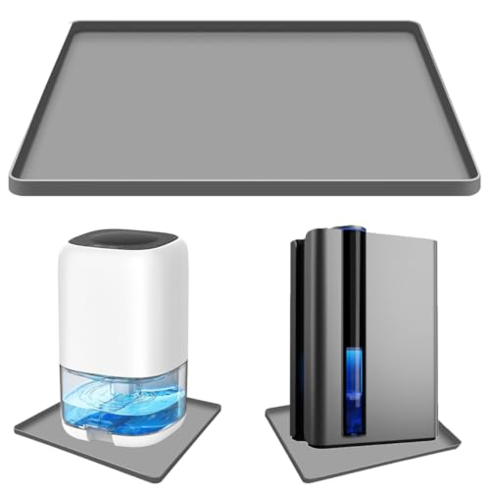 Dehumidifier Mat Dehumidifiers for Home Drip Pan, Dehumidifier for Bathroom Silicone Mat With Raised Edge for Leaks, De humidifier Tray for Basement Floor Mat Table Pad,Non-Slip Waterproof Pan 17"X15"