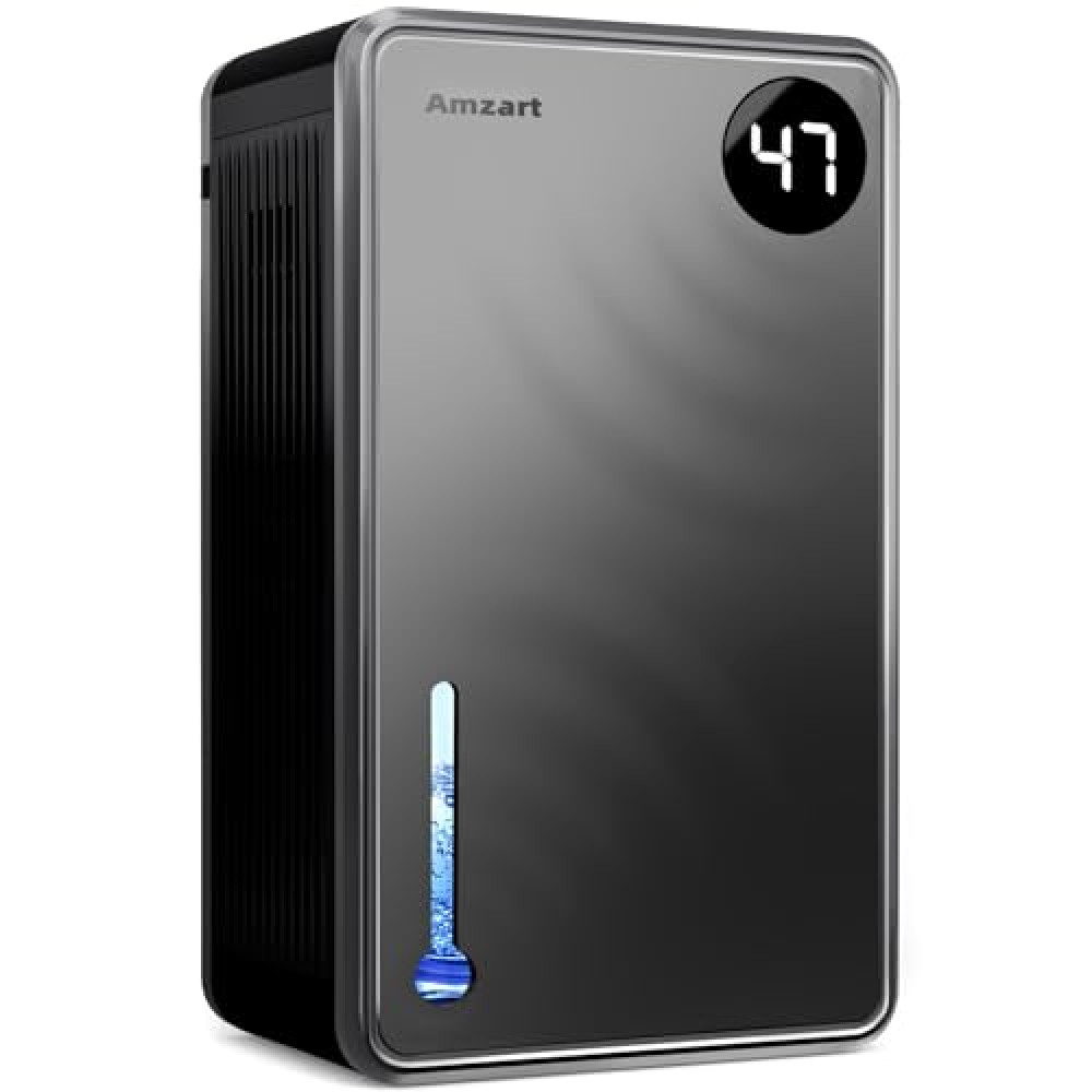 Dehumidifiers for Home (1000 Sq.Ft), 120 Oz Dehumidifier with Humidity Display, Drain Hose Dehumidifiers, Timer Setting, Auto Shut Off, Silent Mode Dehumidifier for Basement, Bedroom, Gray
