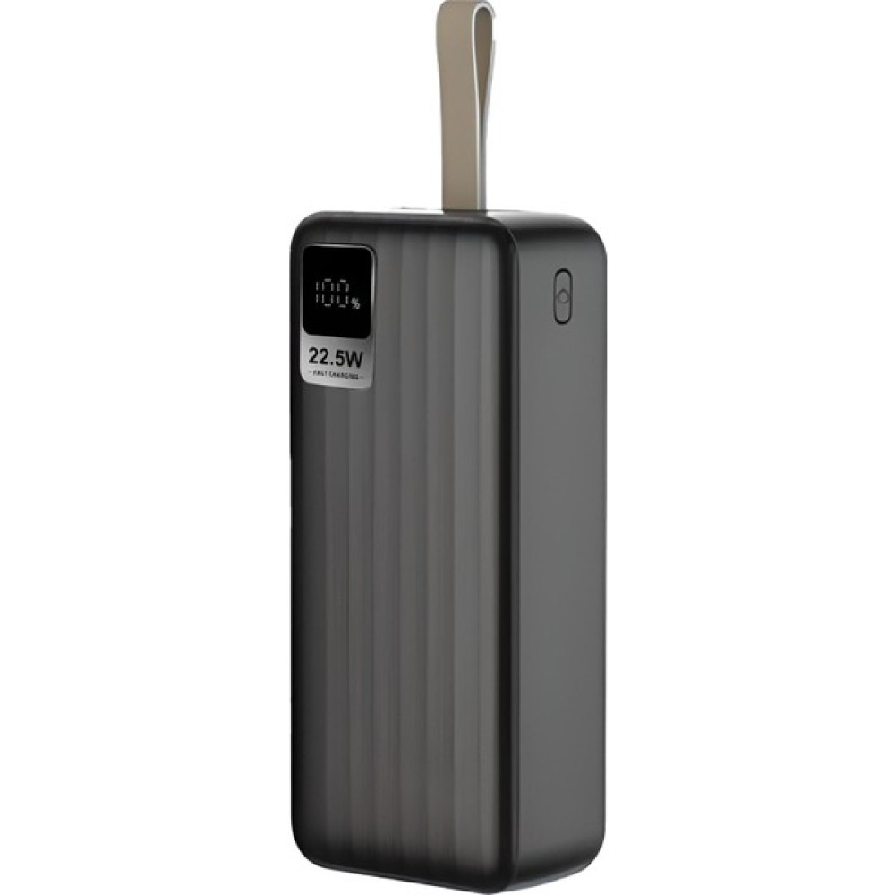 Deilmi 30000mAh Fenerli Kendinden Kablolu 22.5W  Hızlı Şarj LCD Gösterge Lightning Type-C Micro USB Giriş Çıkış KP-30 Powerbank - Siyah Taşınabilir Şarj Cihazı - Powerbank Fiyatı