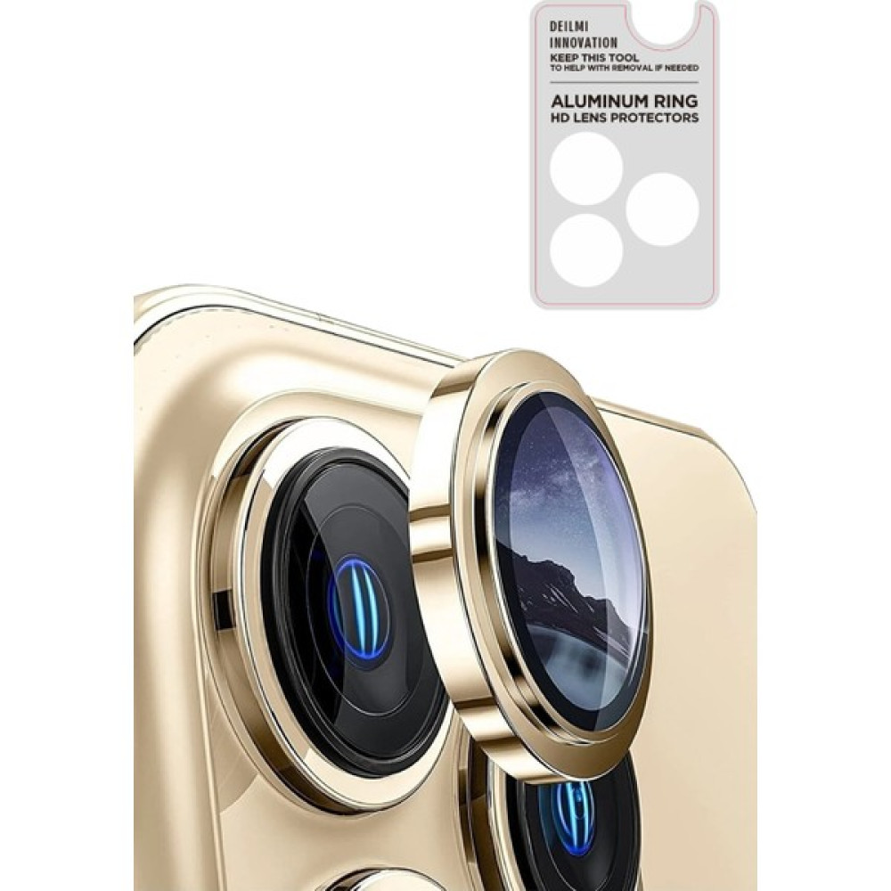 DEİLMİ Apple iPhone 13 Pro Max Uyumlu Renkli Safir Lens - Gold Cep Telefonu Ekran Koruyucusu Fiyatı