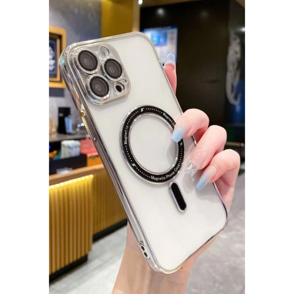 DEİLMİ Apple iPhone 15 Pro Max Uyumlu Magsafe Destekli 3D Lens Korumalı Gold Magsafe Kılıf - Gümüş Cep Telefonu Kılıfı Fiyatı
