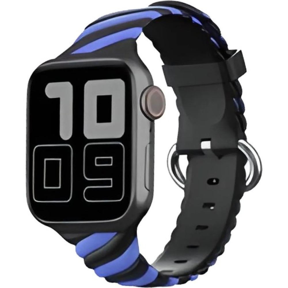Deilmi Apple Watch 1 2 3 4 5 6 Se 38-40-41 mm Uyumlu Çelik Toka Ayarlanabilir Silikon Trend Kordon Kayış - Siyah - Lacivert Giyilebilir Teknoloji Aksesuarları Fiyatı