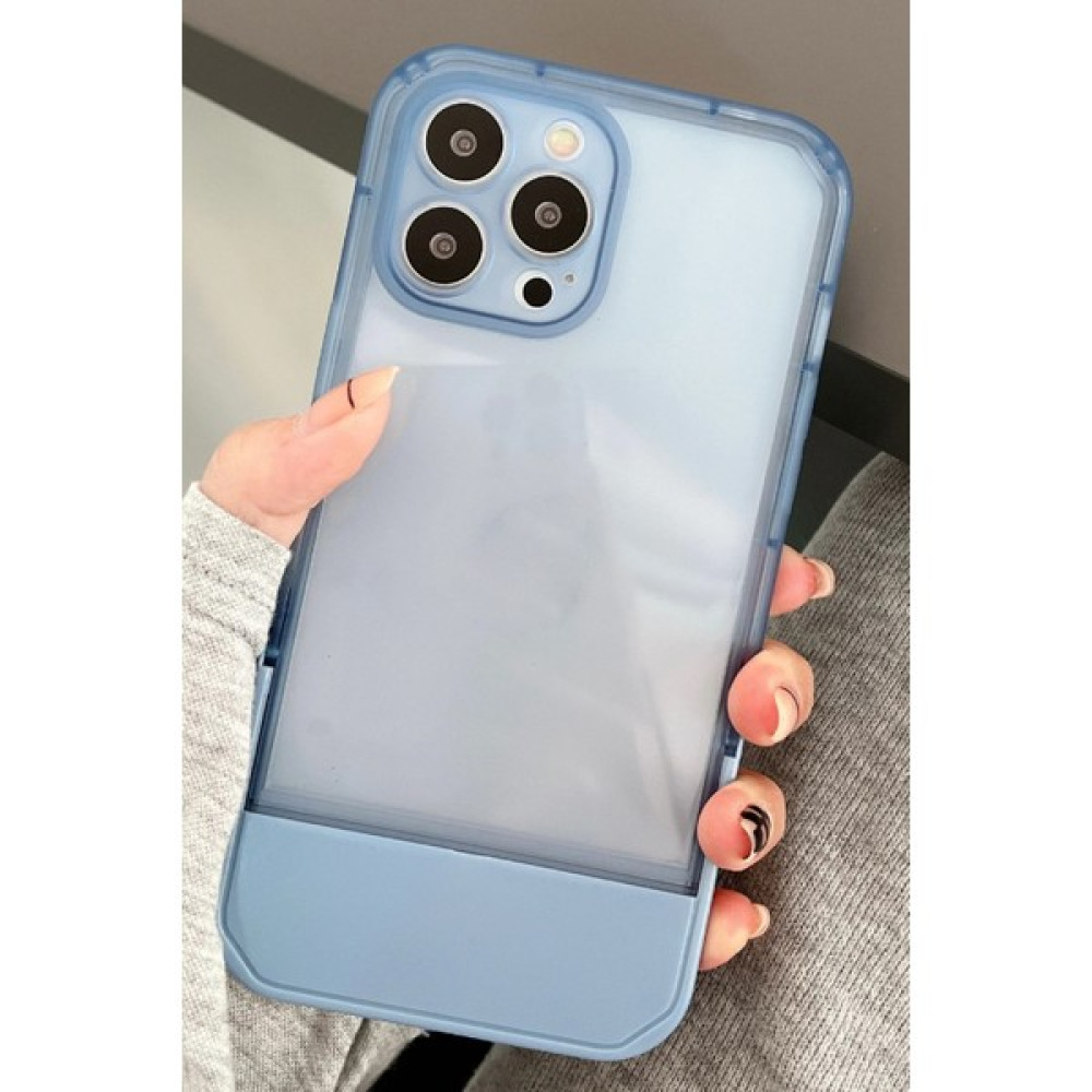 DEİLMİ IPhone 13 Pro Uyumlu Gizli Stand Özellikli Lens Korumalı Helper Şeffaf Slikon Kılıf - Mavi - İPhone 13 Pro Cep Telefonu Kılıfı Fiyatı