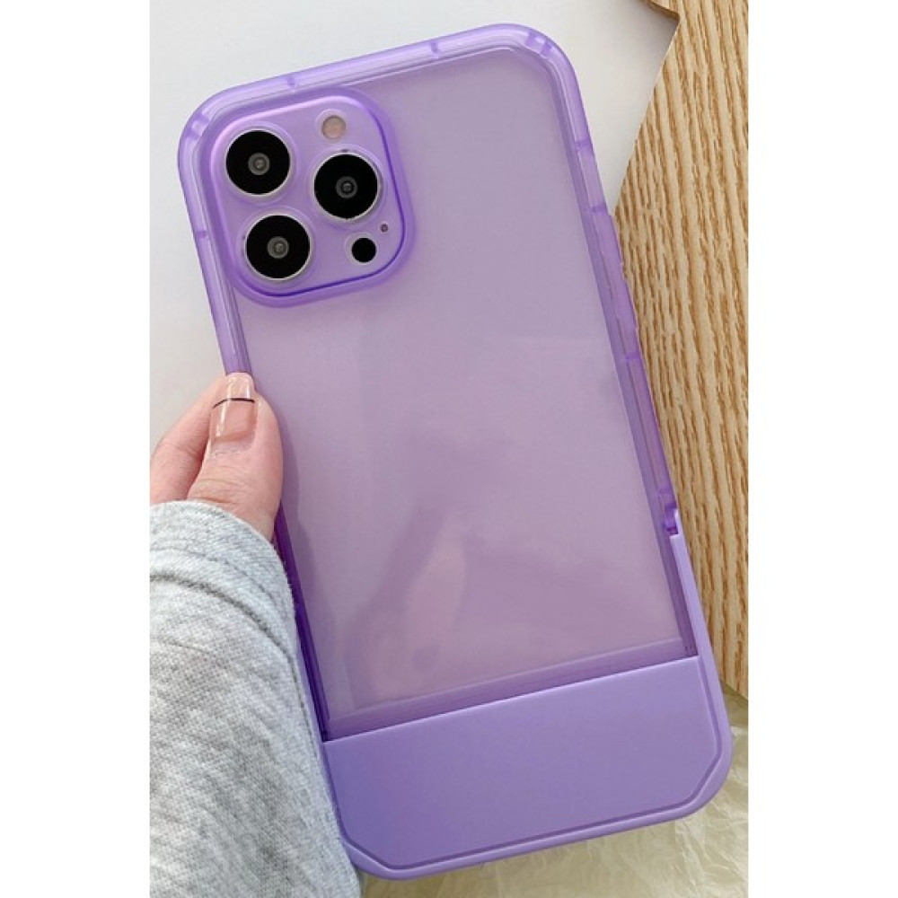DEİLMİ IPhone 13 Pro Uyumlu Gizli Stand Özellikli Lens Korumalı Helper Şeffaf Slikon Kılıf - Mor - İPhone 13 Pro Cep Telefonu Kılıfı Fiyatı