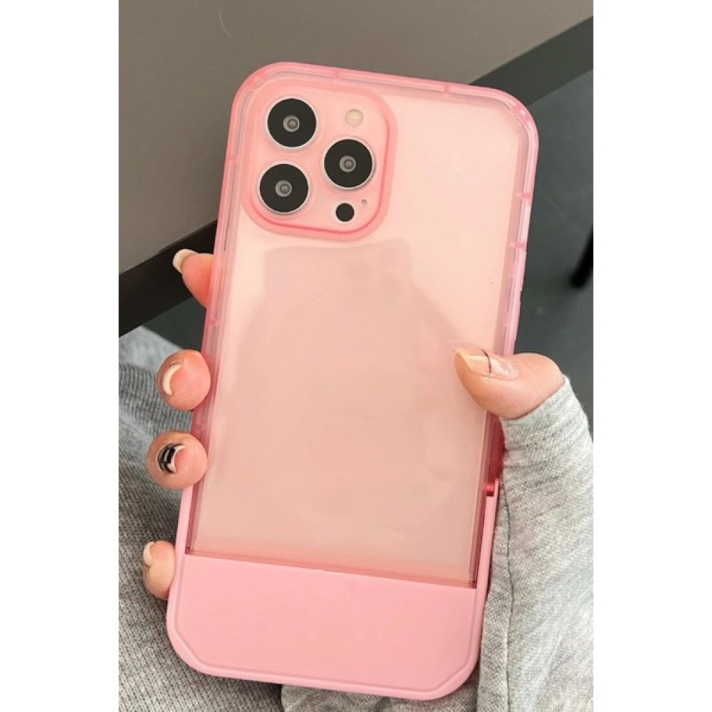DEİLMİ IPhone 13 Pro Uyumlu Gizli Stand Özellikli Lens Korumalı Helper Şeffaf Slikon Kılıf - Pembe - İPhone 13 Pro Cep Telefonu Kılıfı Fiyatı