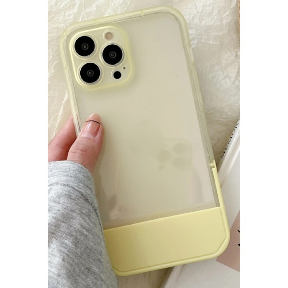 DEİLMİ IPhone 13 Pro Uyumlu Gizli Stand Özellikli Lens Korumalı Helper Şeffaf Slikon Kılıf - Sarı - İPhone 13 Pro Cep Telefonu Kılıfı Fiyatı