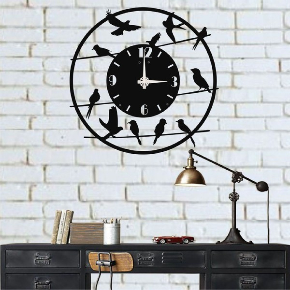 Dekadron Kuş Sürüsü Metal Duvar Saati Metal - 50 cm Dekoratif Saat Fiyatı