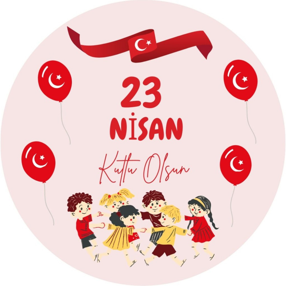 Dekals 20LI Yapışkanlı Etiket ' 23 Nisan Kutlu Olsun' Yazılı Sticker Yuvarlak Çıkartma-4 cm Okul Etiketi Fiyatı