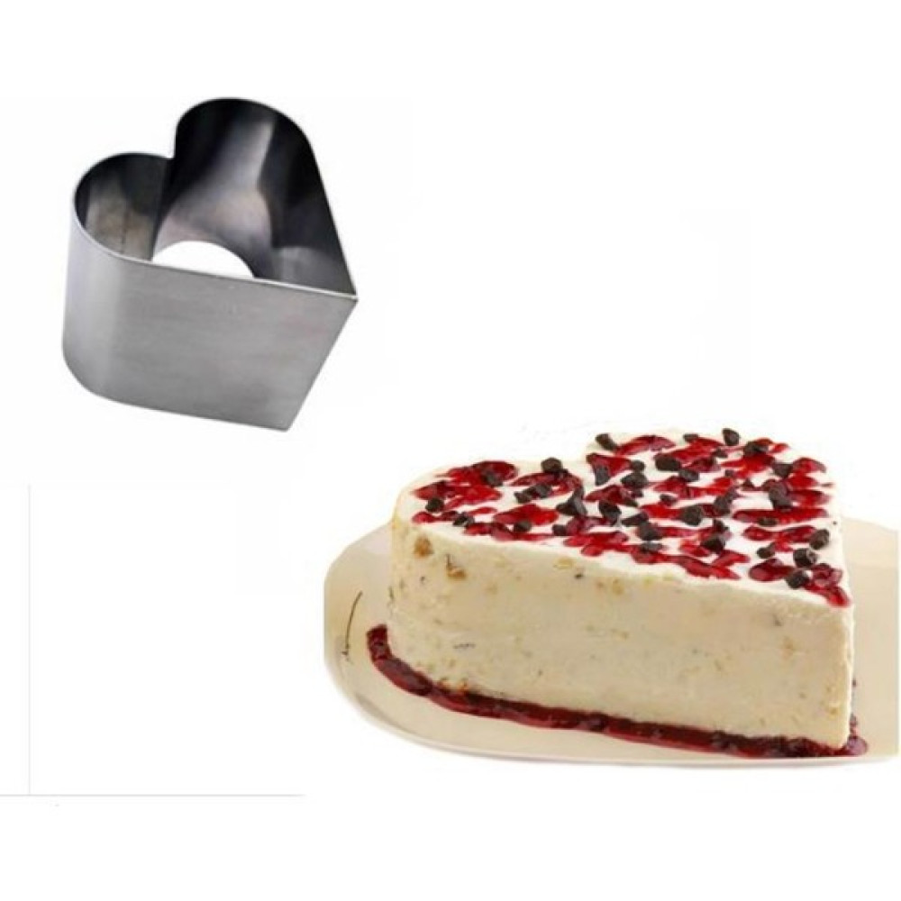 Dekamis Kalp Pasta Kek Parfe Kalıbı / Paslanmaz Kalp Pasta Kalıbı 4X10 cm - 10 cm Kek Kalıpları Fiyatı