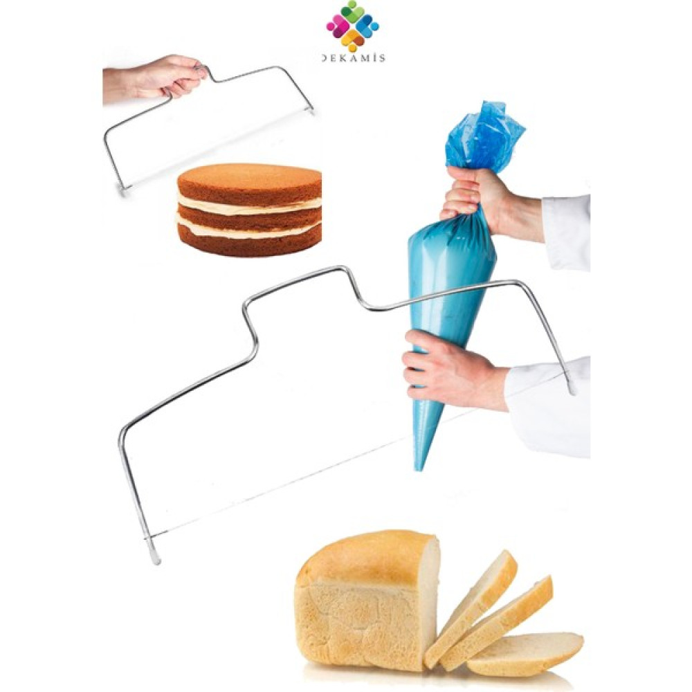 Dekamis Pasta Kesme Teli 32 Cm +10 Lu Krema Sıkma Torbası ( Pasta Teli Yedek Tel Hediyeli ) Tatlı ve Pasta Malzemeleri Fiyatı