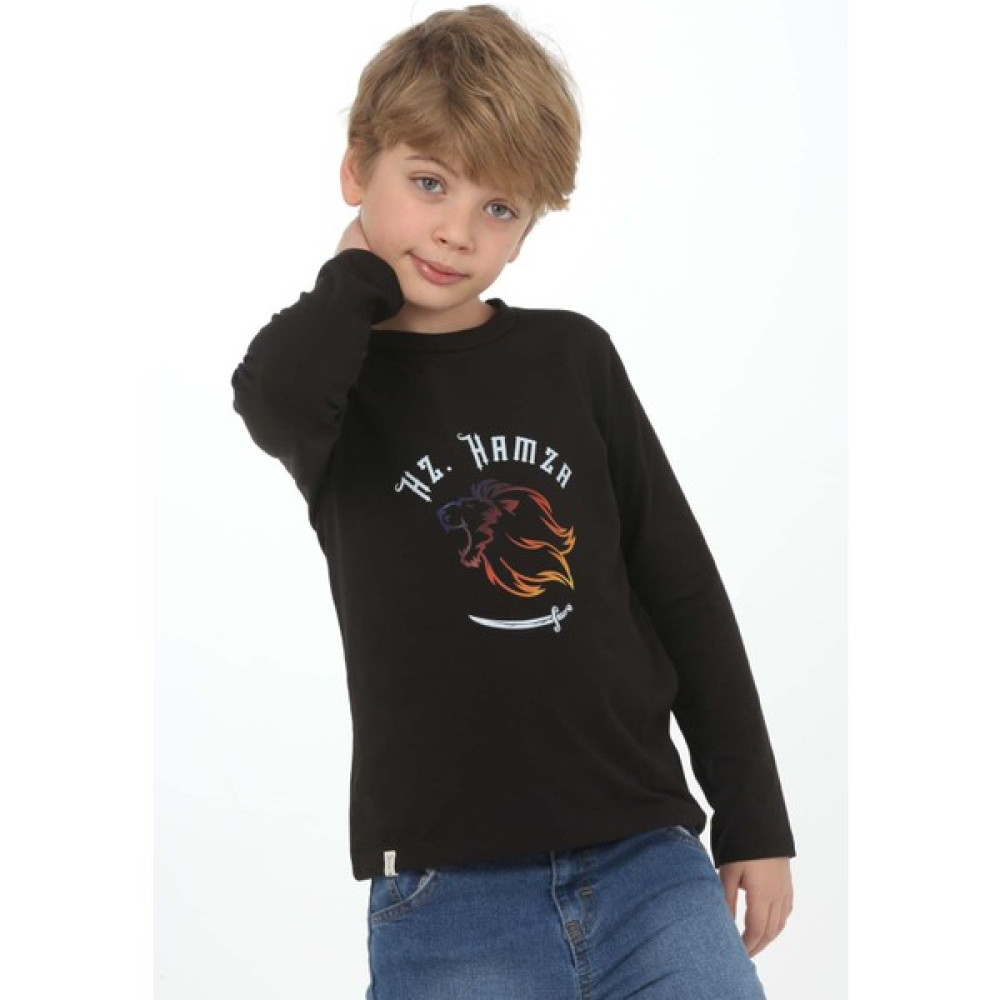 Dekim Moda Erkek Çocuk Uzun Kollu Aslan Baskılı Islami Sahabe Tişört Hz Hamza Erkek Çocuk T-shirt Fiyatı