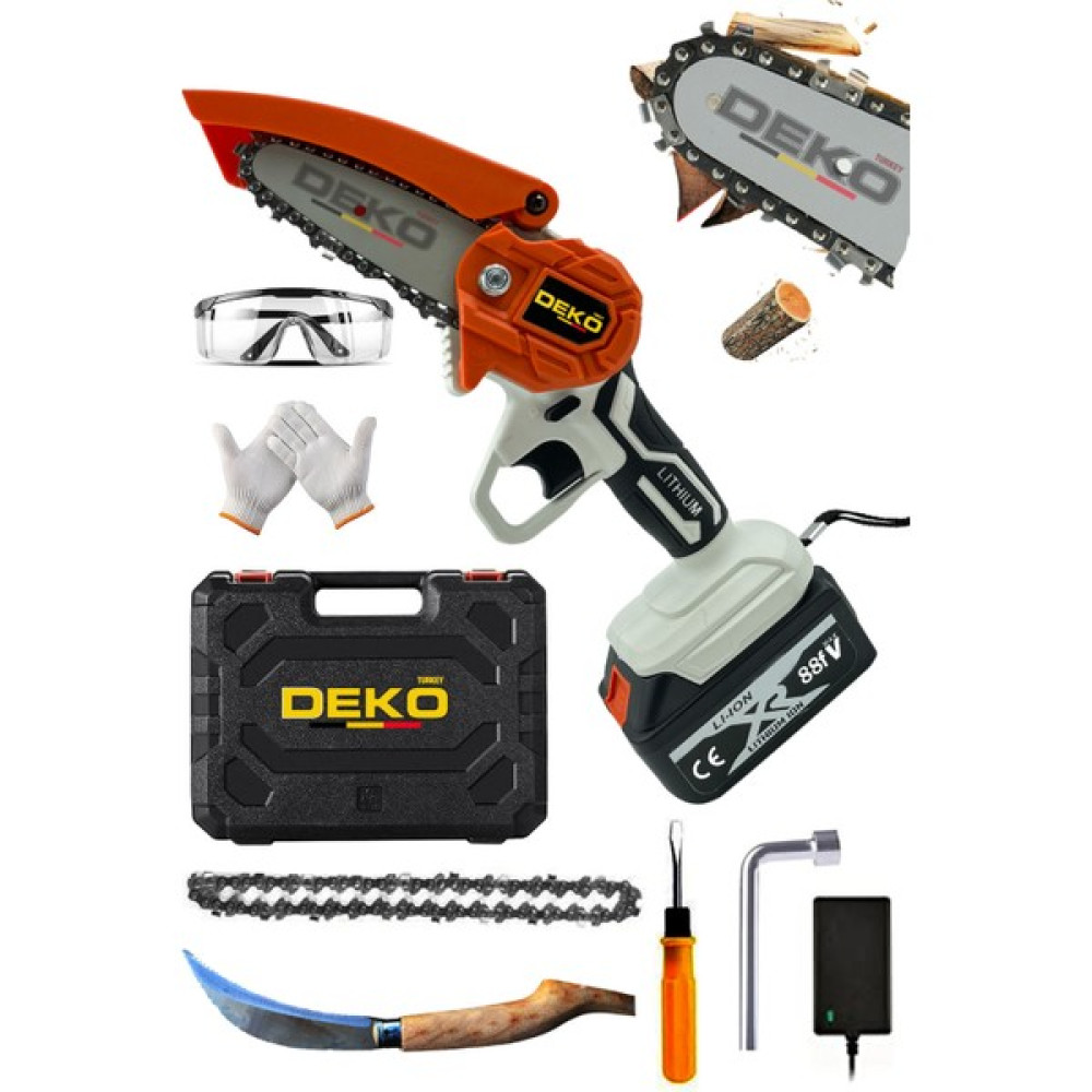 Deko 88V 10AH 2x Çift Akülü Çantalı Şarjlı Dal Kesme Budama Bıçkı Testeresi + Fındık Çakısı Ağaç Kesme Makinesi Fiyatı