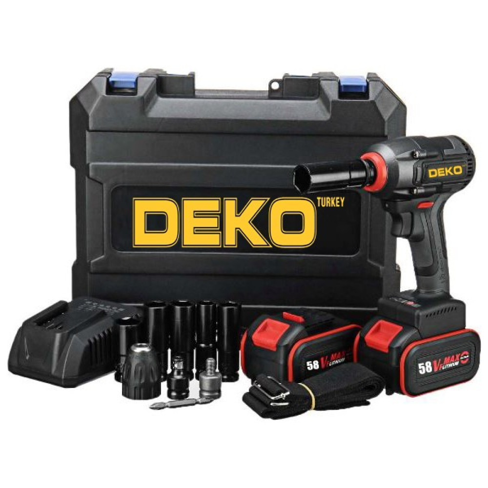 Deko DK5810TS 58V 10AH Kömürsüz Motor Darbeli Çift Vuruş Bijon Somun Sökme Makinesi Matkap Seti 520NM Somun Sıkma Makinesi Fiyatı