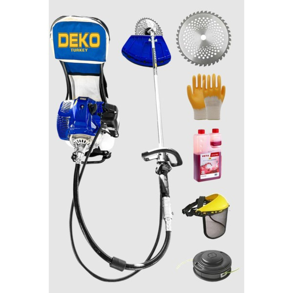 Deko Turbo Motor 2zamanlı Sırt Tipi Tırpan Makinesi Çayır Ot Çalı Çim Biçme 63CC 7.9hp +Disk Eldiven Yağ Bahçe Makinesi Fiyatı