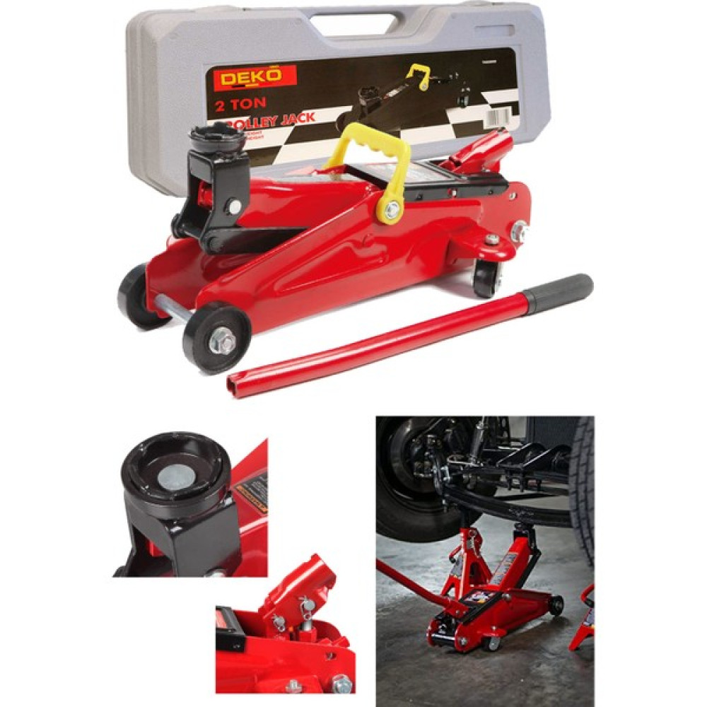 Deko Turkey Çelik 2 TON/2000KG Arabalı Tekerlekli Hidrolik Kriko Plastik Taşıma Çantalı 2 Yıl Garantili Max 33CM Trafik Malzemeleri Fiyatı