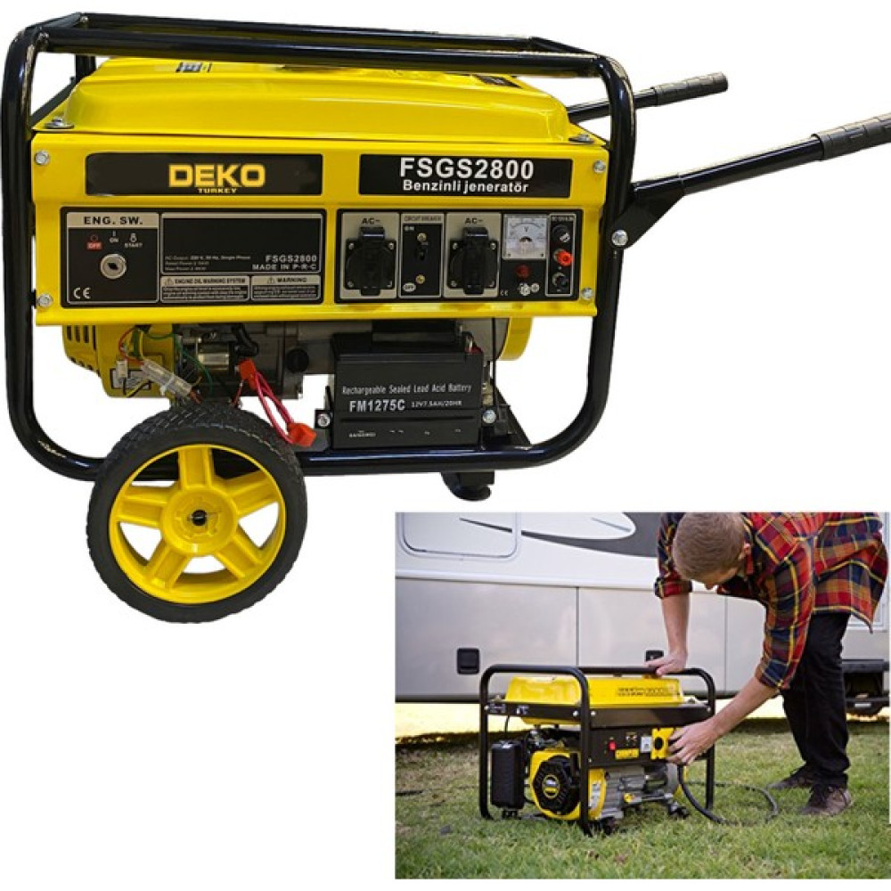 Deko Turkey DKT2800 Marşlı İpli Tekerlekli Benzinli Jeneratör Monofoze 2.8Kw 7.5hp Bakır Sargılı ve Akü Nalburiye & Hırdavat Fiyatı