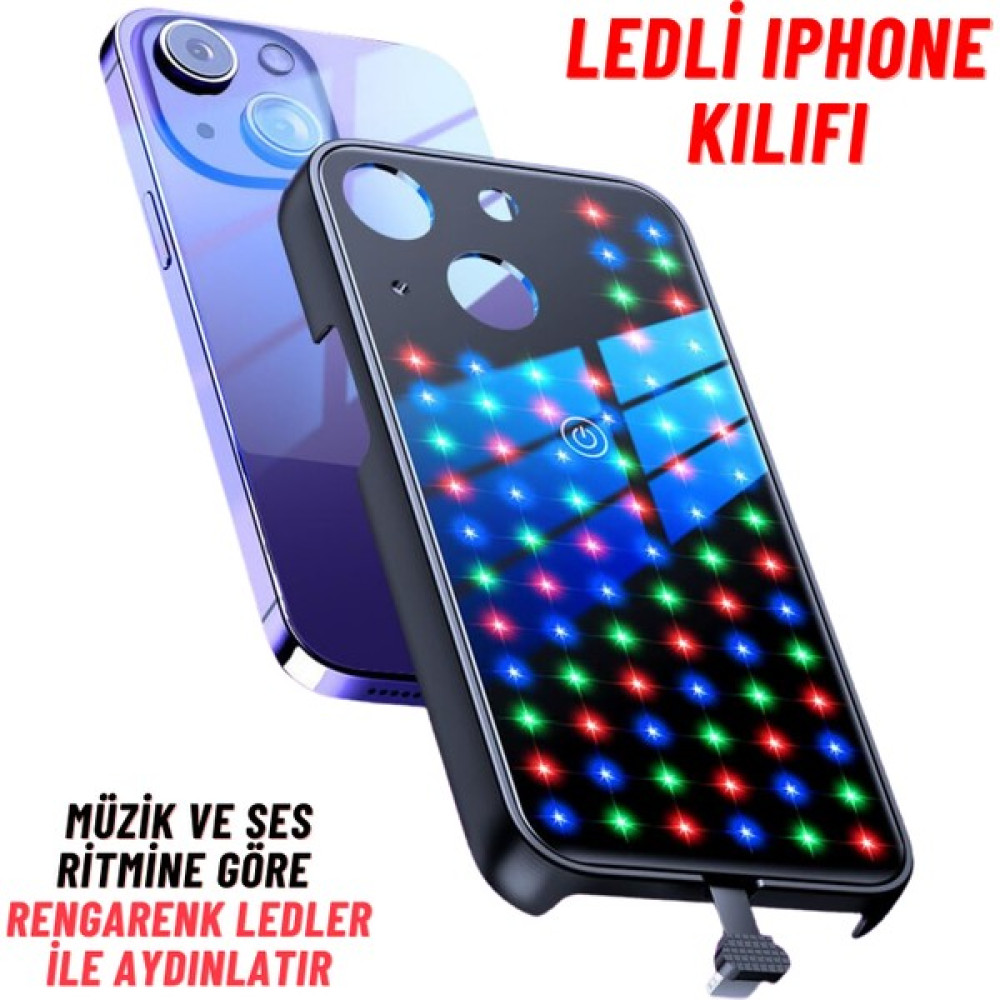 Dekohop Apple Iphone 12 Pro/ 12 Pro Max/ 13/ 13 Pro/ 13 Pro Max/ 14/ 14 Pro/ 14 Pro Max/ 14 Plus Uyumlu Rgb LED Işıklı Siyah Telefon Kılıfı Cep Telefonu Kılıfı Fiyatı