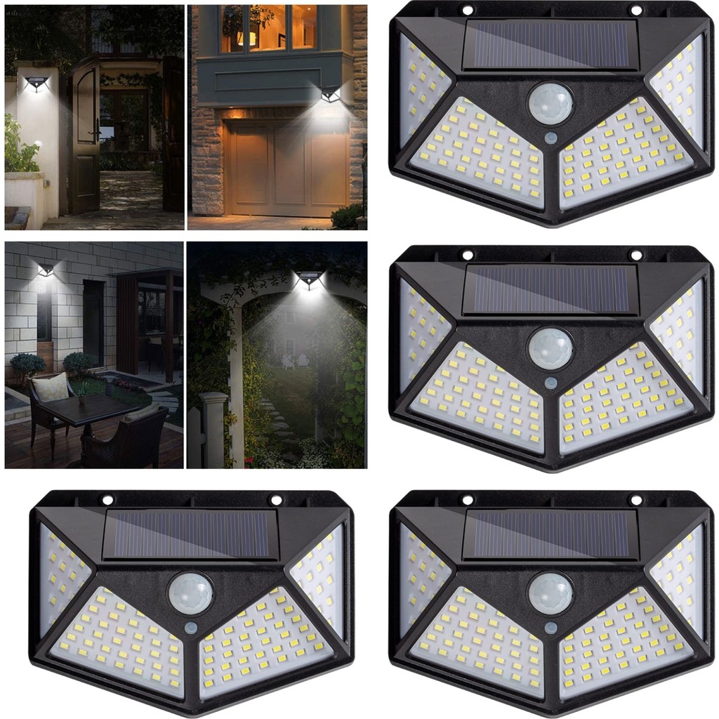 Dekohop Güneş Enerjili 4 Adet Bahçe Aydınlatma Lambası Villa Balkon Garaj Kapısı Aplik Solar 100 LED Lamba Aplikler Fiyatı