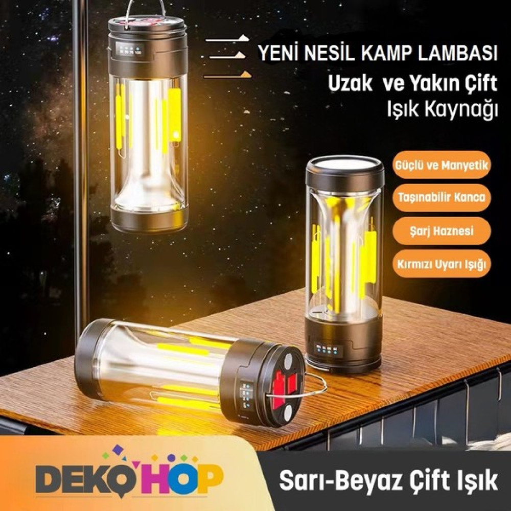 Dekohop Kamp Çadır Karavan Lambası Şarj Edilebilir El Feneri ve Magnetik Çalışma Lambası Kamp Aksesuarı Fiyatı