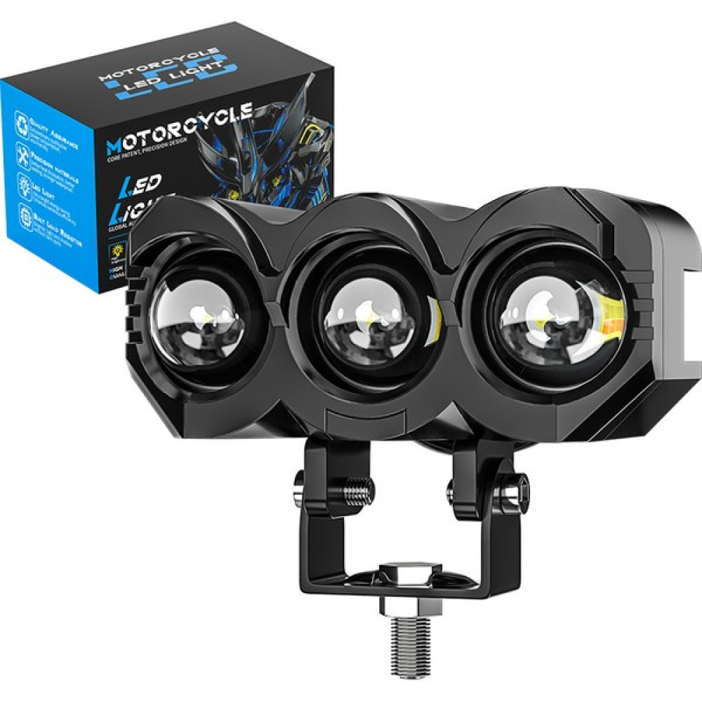 Dekohop Motosiklet 3 LED Lazer Sis Farı 2 Adet Metal Kasa Baykuş Model Delici Beyaz Sarı Çift Renk 12-80 V Motorsiklet Lambaları Fiyatı