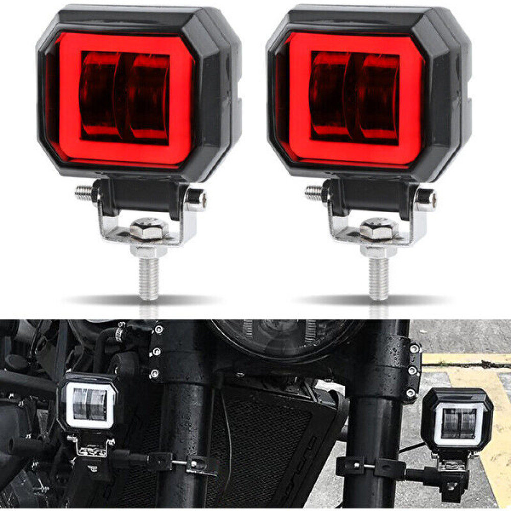 Dekohop Motosiklet, Suv ve Off-Road Sis Farı ve Çalışma Lambası 12-24V Alüminyum Gövdeli 2 Adet - Kırmızı Motorsiklet Lambaları Fiyatı