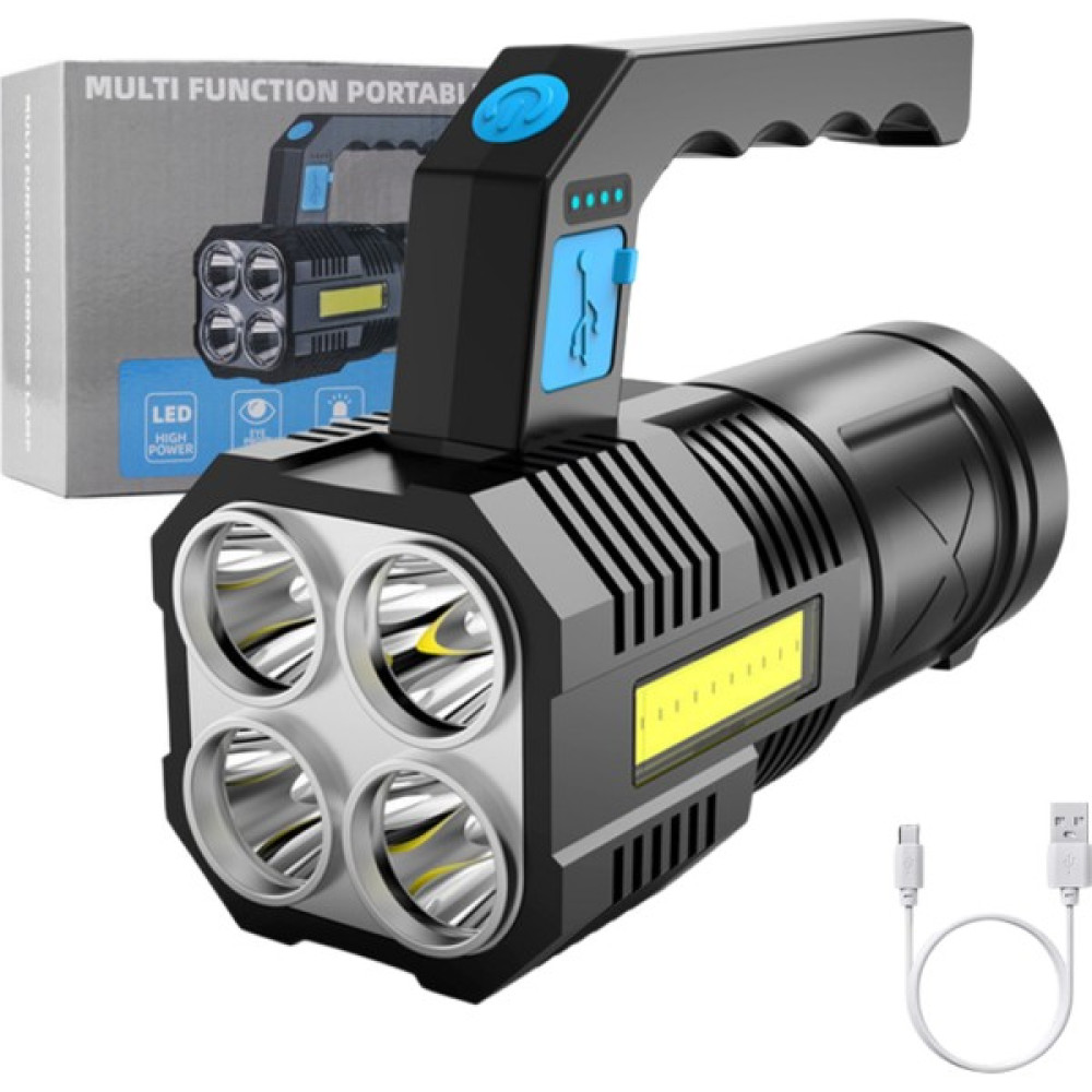 Dekohop Şarjlı Ultra Parlak 4 LED + Yan Cob LED Saplı El Feneri Kamp Avcılık Günlük Yaşam Kullanım El Feneri Fiyatı
