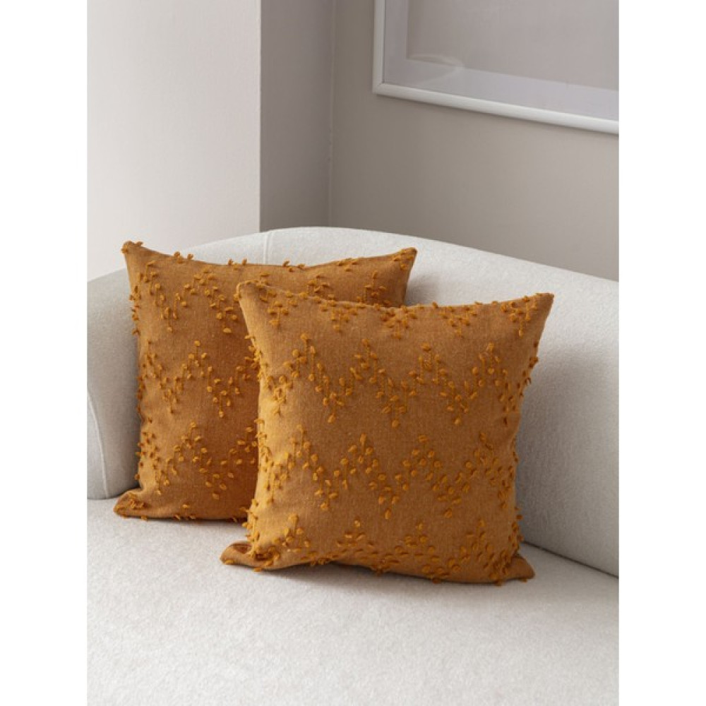 Dekomall 2'li Set Zigzag Desen Bohem Punch Dokuma Kırlent Kılıfı Turuncu - 43 x 43 cm Kırlent / Mobilya Yastığı Fiyatı