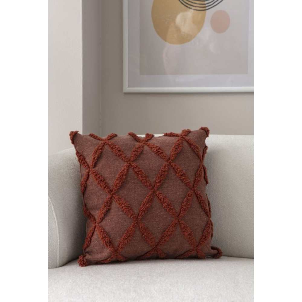 Dekomall Geometrik Desen Bohem Punch Dokuma Kırlent Kılıfı Kiremit - 43 x 43 cm Kırlent / Mobilya Yastığı Fiyatı