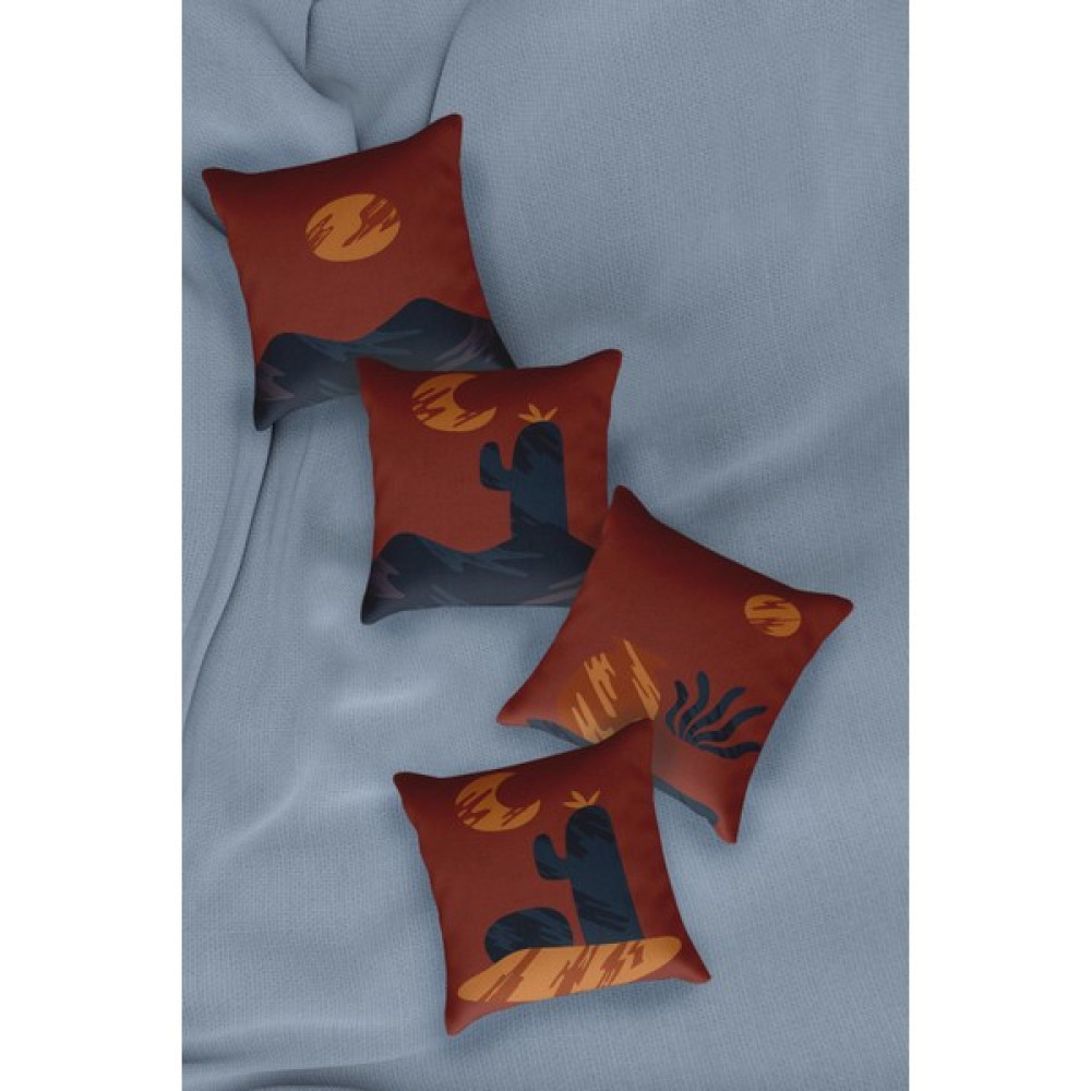 Dekomall Kiremit Desert Dörtlü Kırlent Kılıfı 056 - 50 x 50 cm Kırlent / Mobilya Yastığı Fiyatı