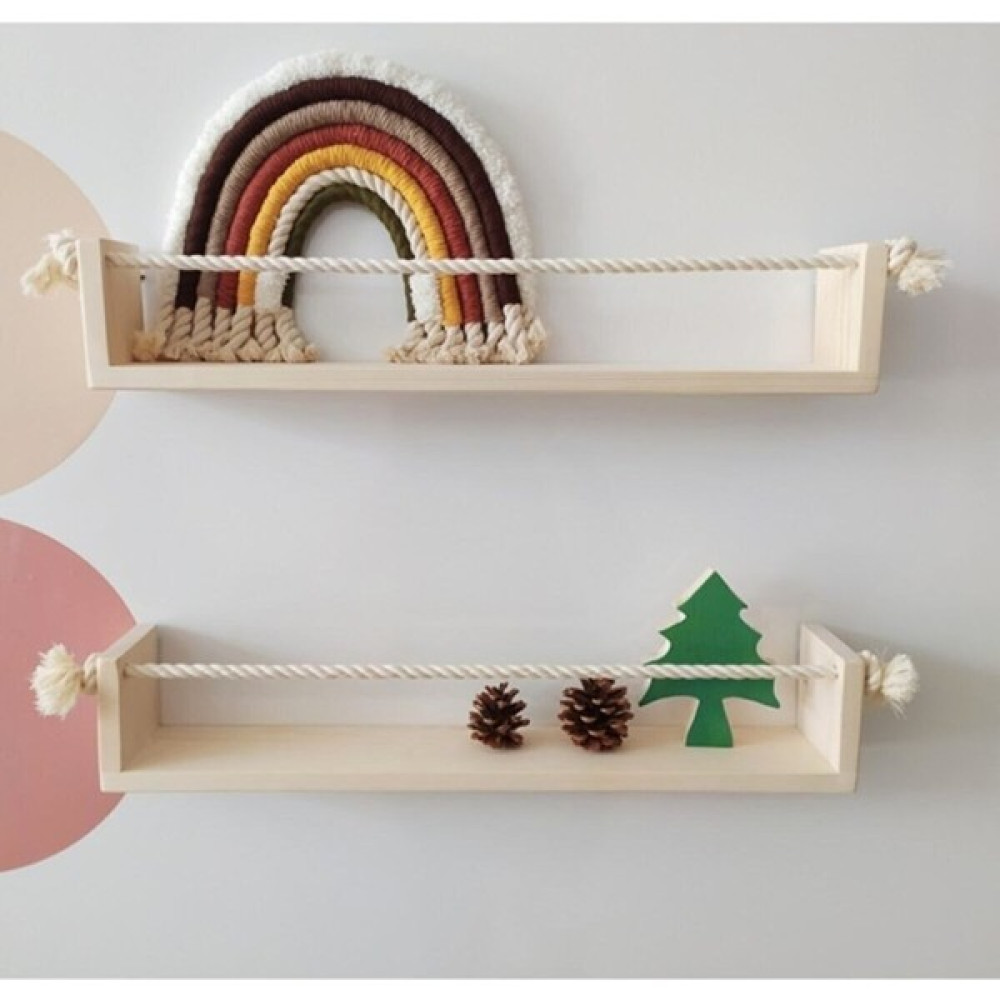 Dekomar Ahşap Ahşap Halatlı Kitaplık Raf Montessori Kitaplık 60 Cm-1 Adet 7 Ahşap 10 cm 60 cm Klasik 50 - 6 - 0 - Abanoz Kitaplık Fiyatı