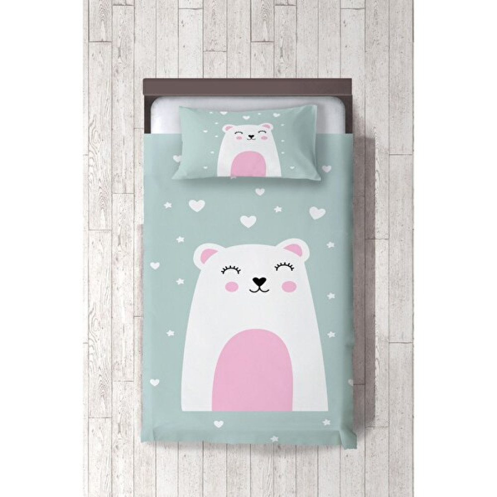 Dekomingo Ayıcık Kalpli Yeşil Çocuk ve Bebek Odası Yatak Örtüsü ( Nevresim Değil ) ( Nevresim Değil ) - 140 x 220 cm - Renkli Yatak Örtüsü Fiyatı