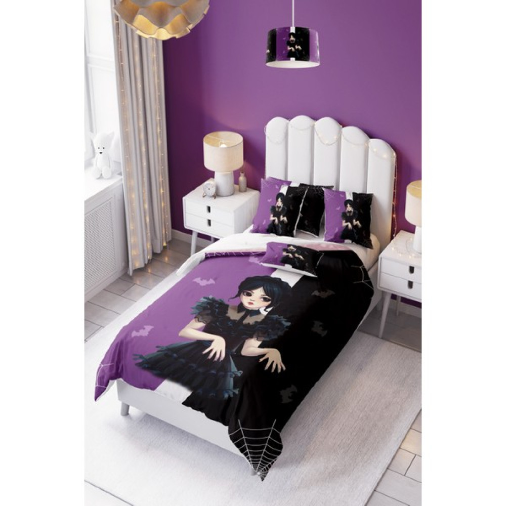 Dekomingo Mor Siyah Wednesday Addams Bebek ve Çocuk Odası Nevresim ( Çarşaflı ) - Renkli - 160 x 220 cm Nevresim Takımı Fiyatı