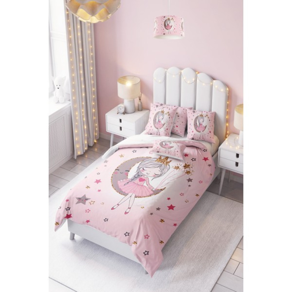 Dekomingo Pembe Ayda Oturan Kız Çocuk ve Bebek Odası Nevresim Takımı ( Çarşaflı ) - Renkli - 160 x 220 cm Nevresim Takımı Fiyatı