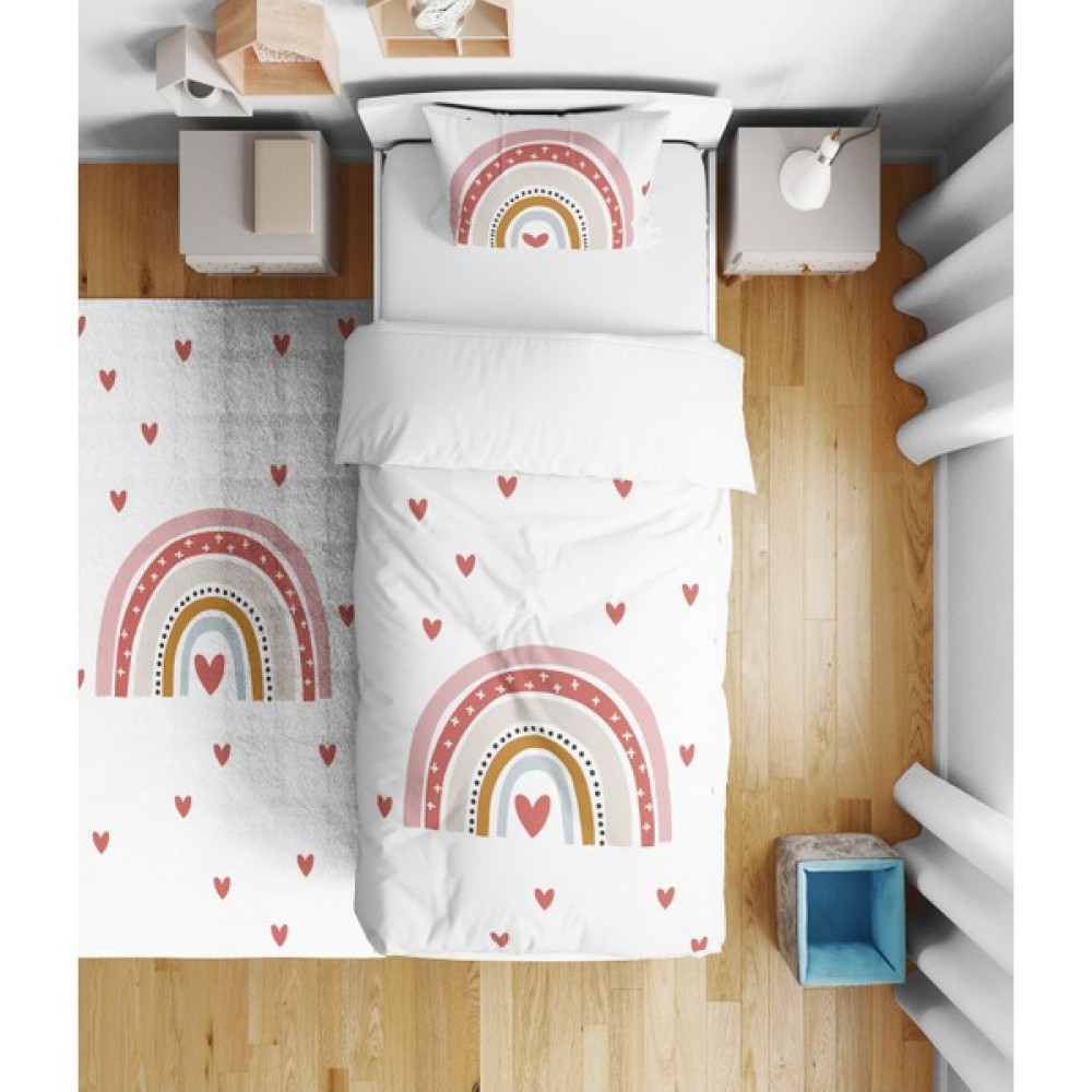Dekomingo Pudra Çocuk Gökkuşağı Çocuk Yatak Örtüsü ( Nevresim Değil ) - 140 x 220 cm - Renkli Yatak Örtüsü Fiyatı