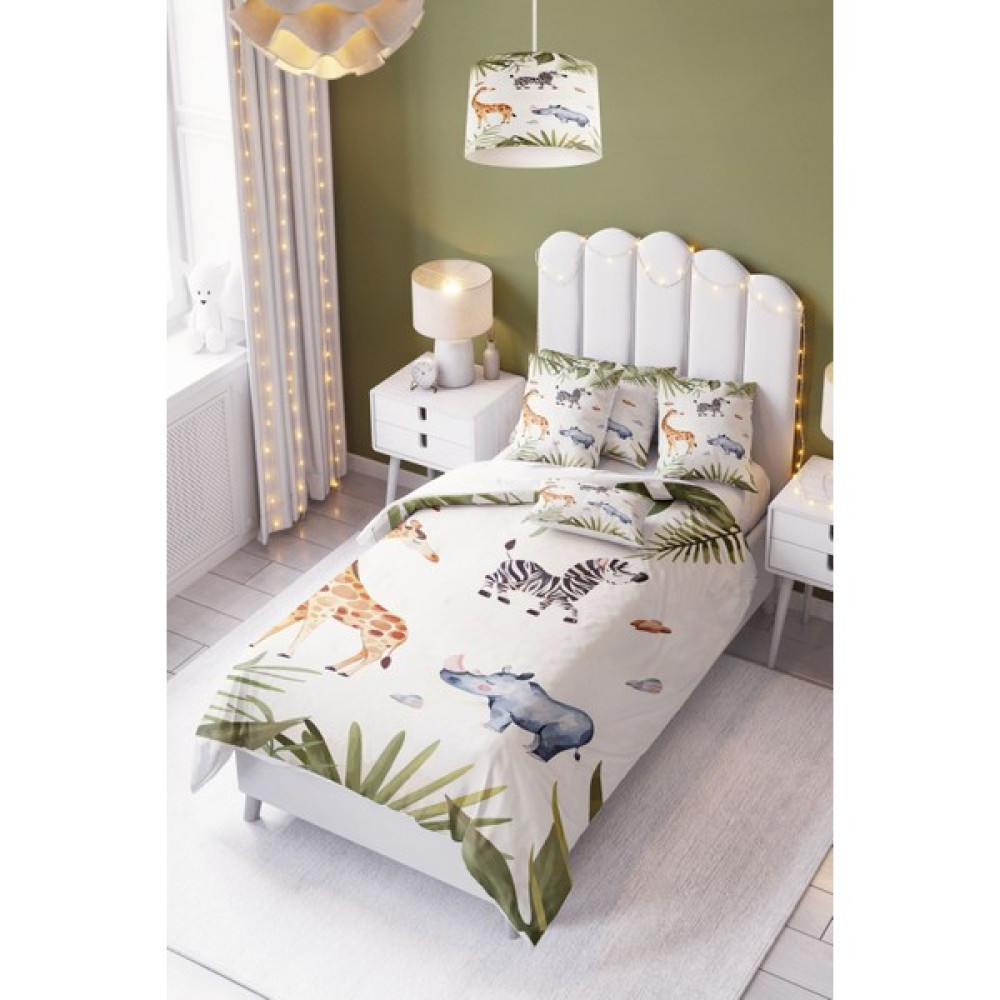 Dekomingo Tropik Zebra Zürafa Desenli Bebek ve Çocuk Nevresim Takımı ( Çarşaflı ) - Renkli - 160 x 220 cm Nevresim Takımı Fiyatı