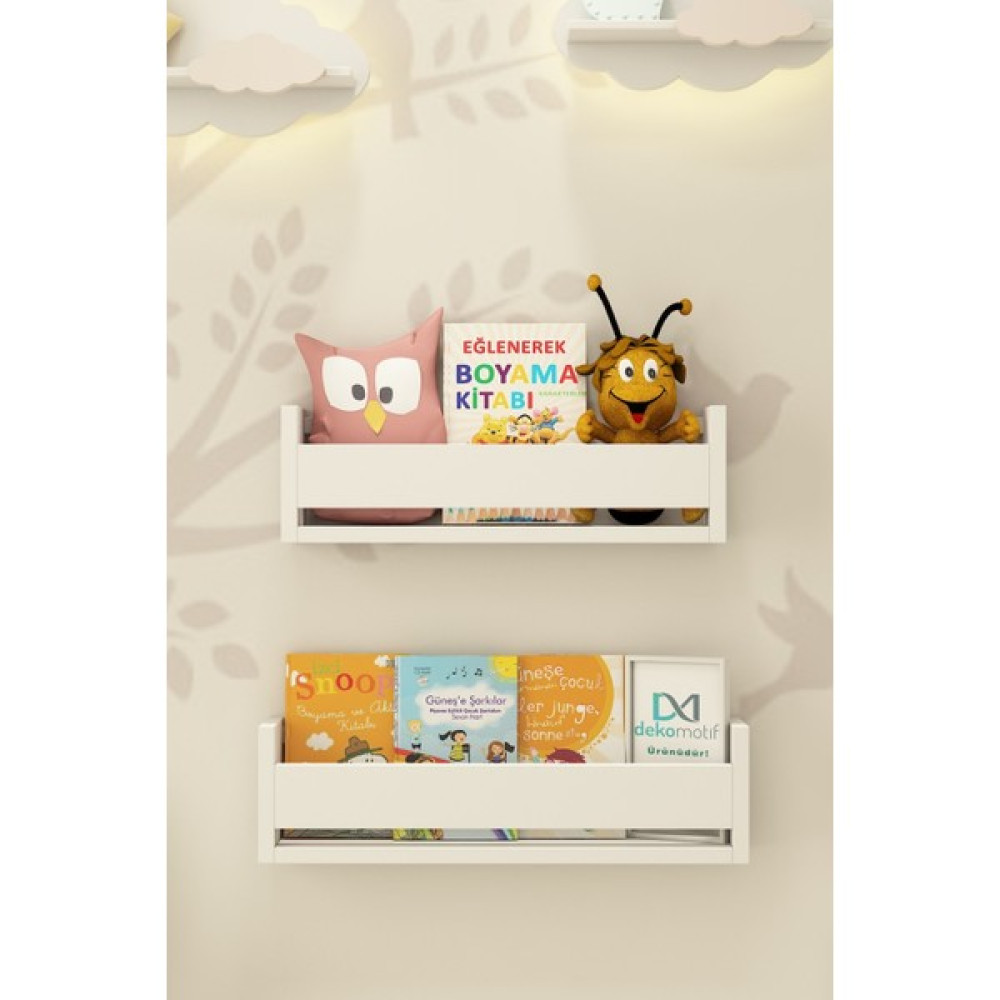 Dekomotif Montessori Tekli 2 Raf Mdf Beyaz Çocuk Odası Eğitici Kitaplık Dekomotif Kitaplık Fiyatı