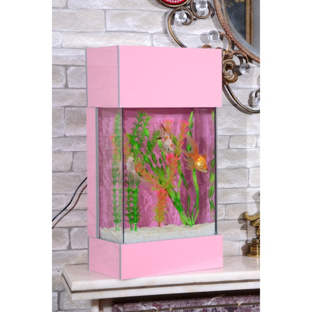 Dekor Akvaryum Özel Tasarım Dekoratif Masa Üstü Kule Akvaryum Full Set MINI-PEMBE003 Evcil Hayvan Ürünleri Fiyatı