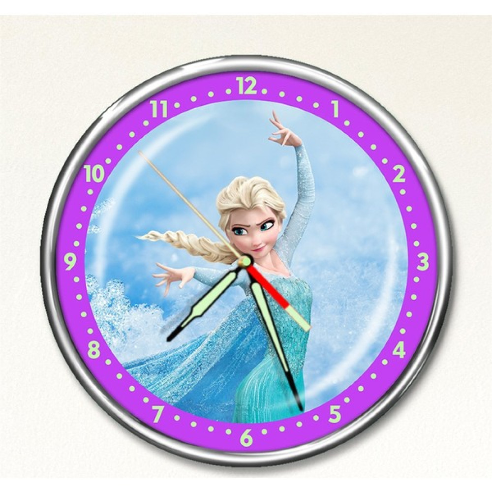 Dekor Loft Premium Gece Parlayan Frozen Elsa Çocuk Odası Duvar Saati PFS-1792 Dekoratif Saat Fiyatı