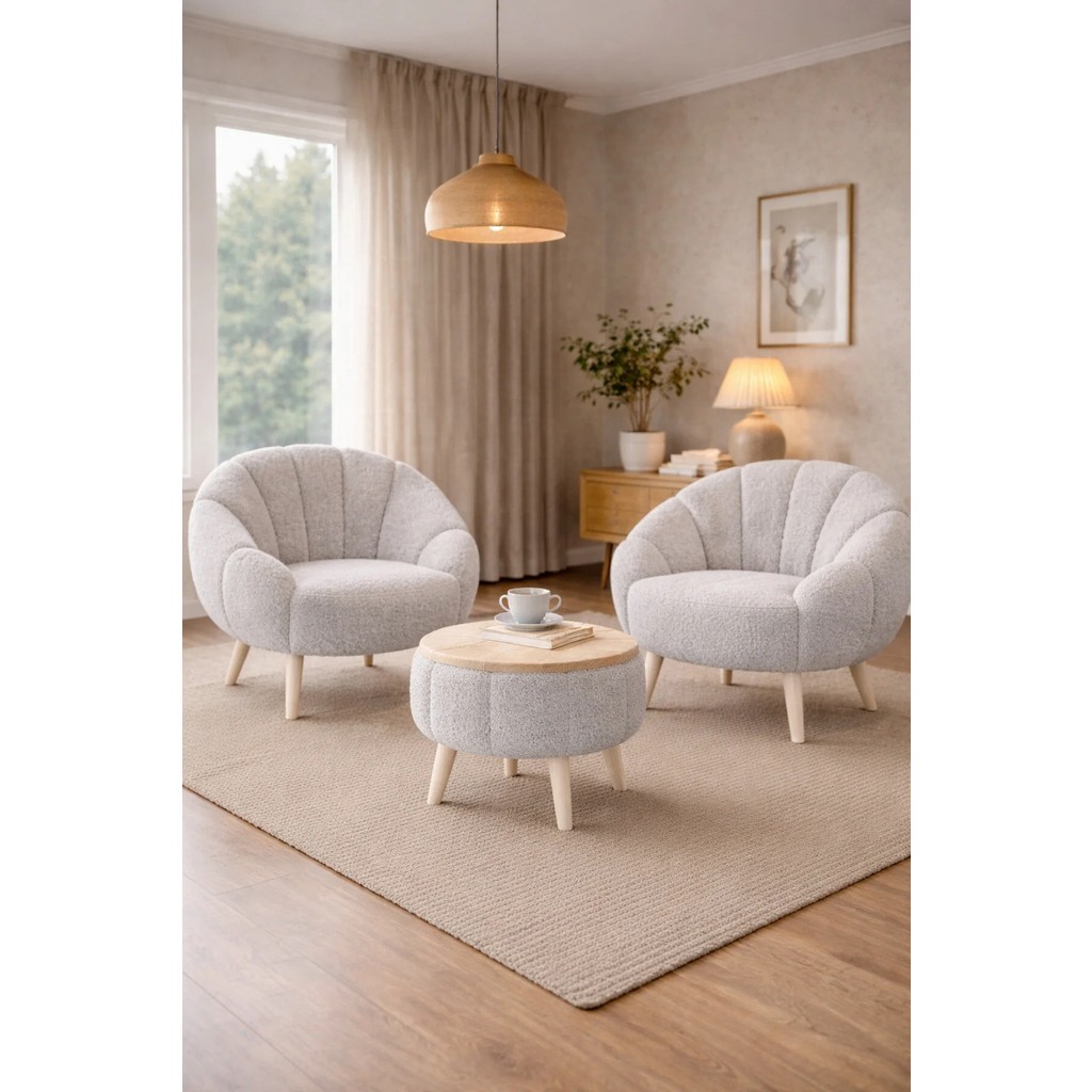 Dekor Mobilyacım World 2 Koltuk Çay Seti & Tablalı Puf Hediyeli 3'lü Berjer Takımı Koltuk Seti Yaprak Model Set - Gri - Ahşap Tekli Koltuk & Berjer Fiyatı