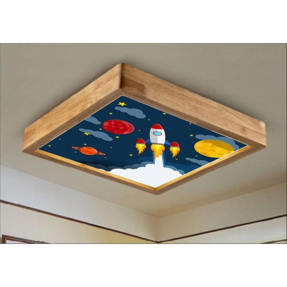 Dekor Olsun Ahşap Çerçeve Tavan LED Aydınlatma Avize 30*30CM Kids Gezegenbeyaz 6500K Işık KIDS30*30ROKET Avize Fiyatı