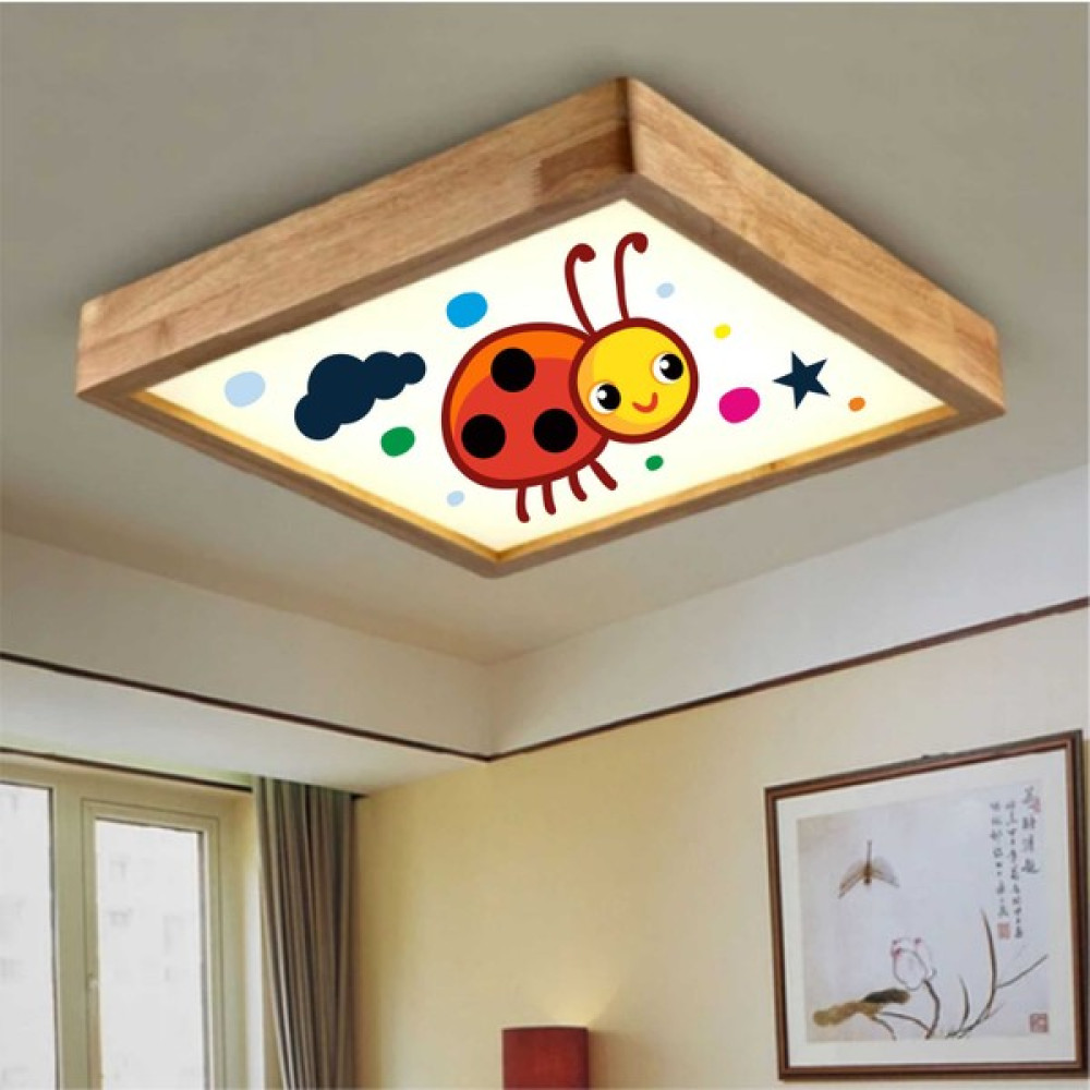 Dekor Olsun Ahşap Çerçeve Tavan LED Aydınlatma Avize 30*30CM Kids Ugur Böceği Beyaz 6500K Işık 3030UGURBÖCEGİ Avize Fiyatı