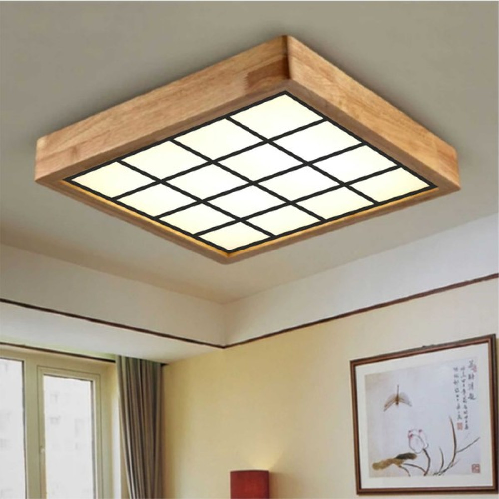 Dekor Olsun Ahşap Çerçeve Tavan LED Aydınlatma Avize 60*60CM Beyaz Işık 6500K Karedesen Avize Fiyatı
