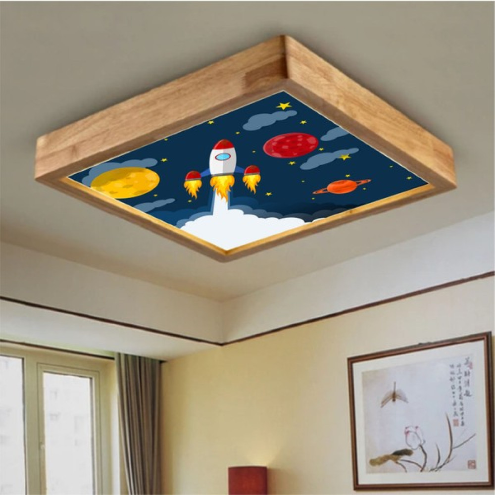 Dekor Olsun Ahşap Çerçeve Tavan LED Aydınlatma Avize 60*60CM Kids Beyaz 6500K Işık 6060KDSGEZEGENROKET Avize Fiyatı