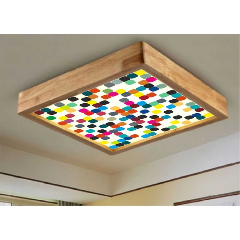 Dekor Olsun Ahşap Çerçeve Tavan LED Aydınlatma Avize Dama Desen 30*30CM Salon Mutfak Balkon Beyaz 6500K Işık Avize Fiyatı