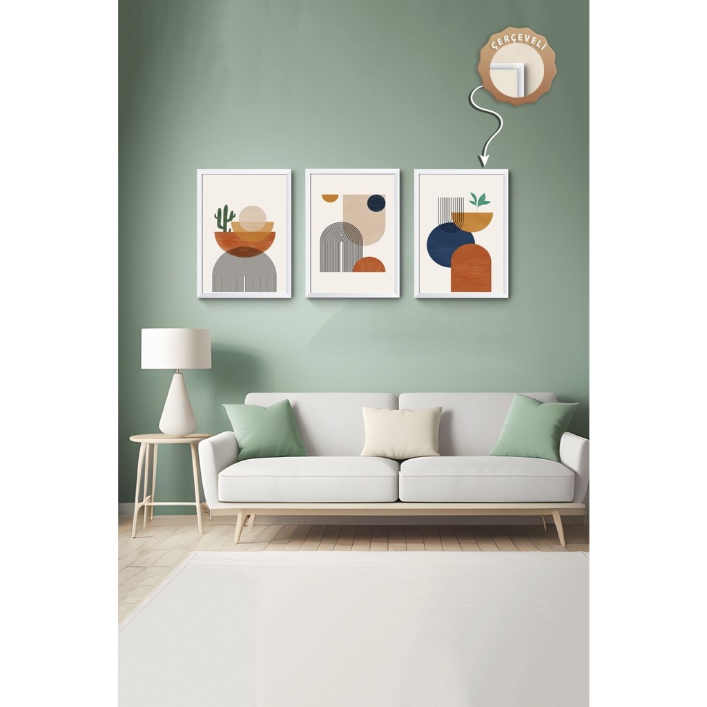 Dekoratif 3lü Tablo,ahşap Çerçeveli,soyut Tablo,duvar Tablo,duvar Susu,mutfak Tablo Cerceveli Tablo - 20 x 30 - Beyaz Kanvas Tablo Fiyatı
